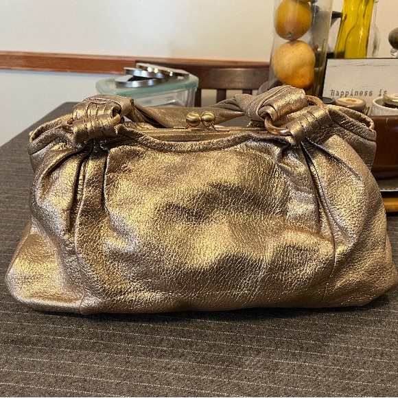 Vintage Coach Rose Gold Satchel Purse Small ink spot inside of bag - Picture 1 of 8